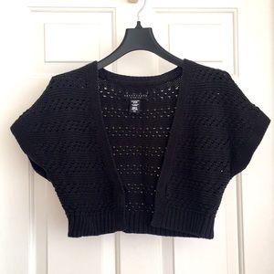 Apostrophe Stretch Shrug Medium Woven Brownish Black